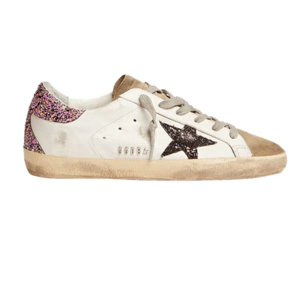 Golden Goose SUPER-STAR - WHITE/TAUPE/FUXIA BLACK Sneaker - size 38 (US 8)